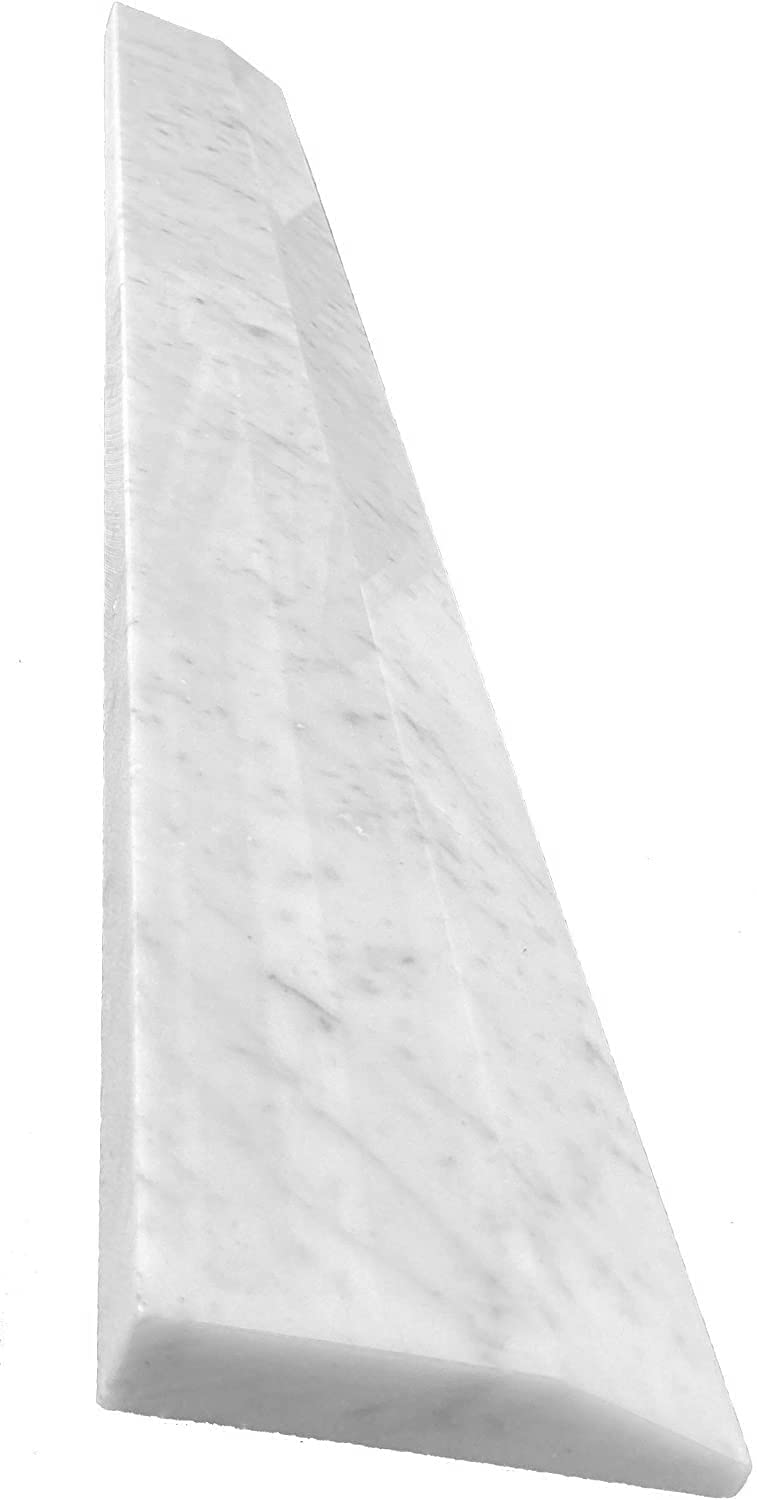 Italian Carrara White Bianco Greyish Marble One High Beveled Single Hollywood Doorway Floor Transition Threshold Tile