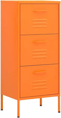 3-Drawer Metal Storage Cabinet, Modern Orange Accent Chest with Smooth Ball-Bearing Slides, Sturdy Steel Organizer