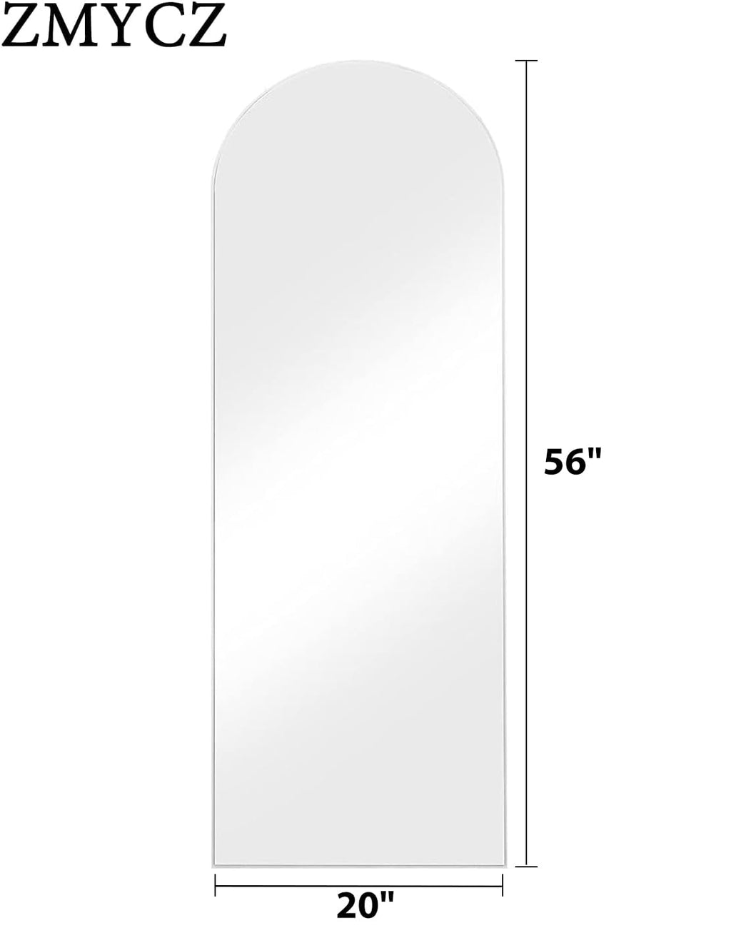 Arched Floor Length Mirror, 56"x20" Full Length Body Mirror (White)