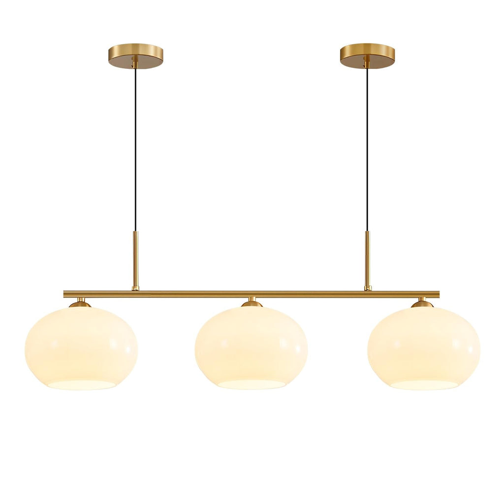Lighting Mid Century Modern 3-Light Brushed Brass Linear Pendant Light