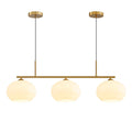 Lighting Mid Century Modern 3-Light Brushed Brass Linear Pendant Light