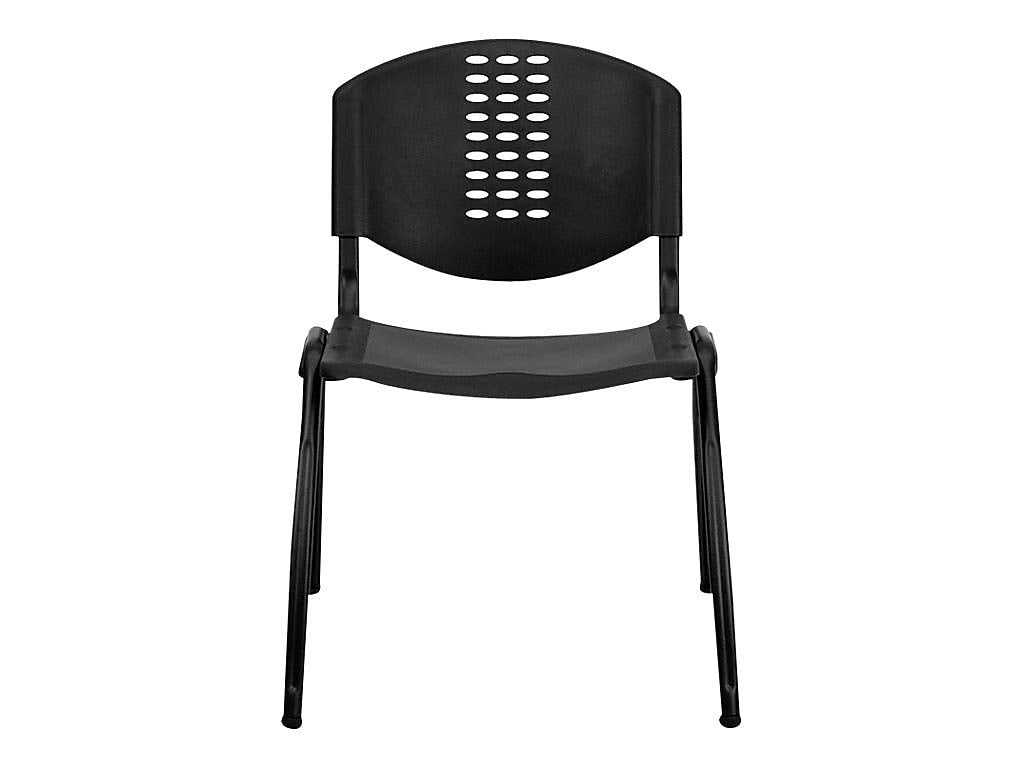 Hercules Plastic Stack Chair with Oval Cutout Back, Black