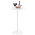 2-in-1 Bar Table with Detachable Pole, Metal Base, 24" Round Top, 40"/22" Two Convertible Height, Cocktail Table for