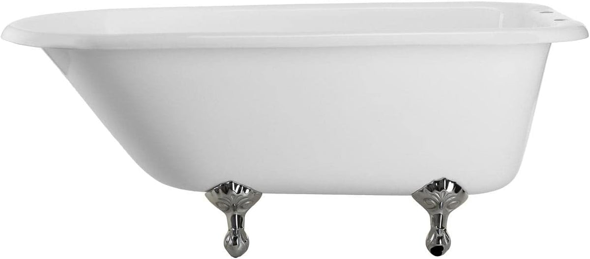 Heritage 54 Inch Cast Iron Clawfoot Tub and Shower Package - White/Chrome Feet & Fixtures
