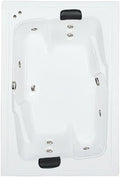 72 in. x 54 in. Acrylic Rectangular Drop-In Whirlpool Bathtub with Center Drain in White