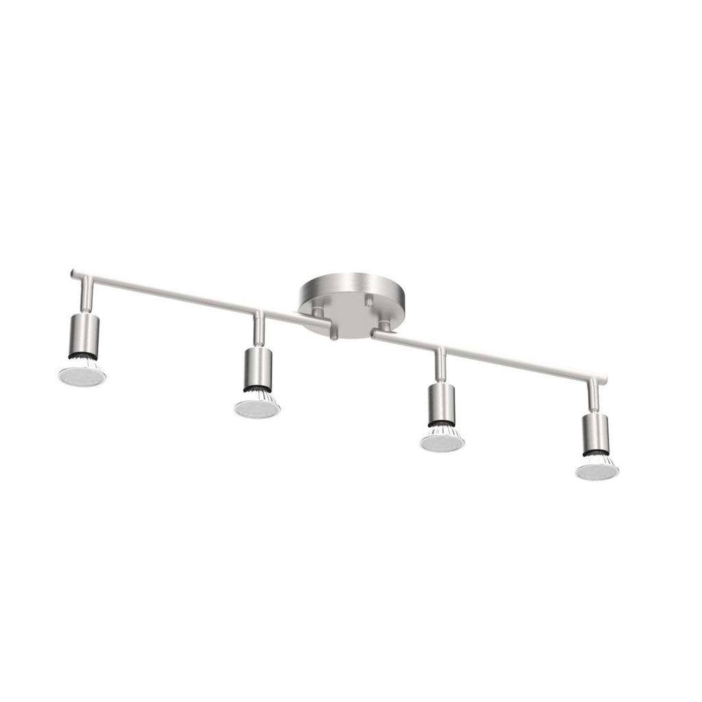 LED 4 Light Track Lighting Kit, 24.8'' Matt Nickel 4 Way Ceiling Spot Lighting, Flexibly Rotatable Head, Modern Track