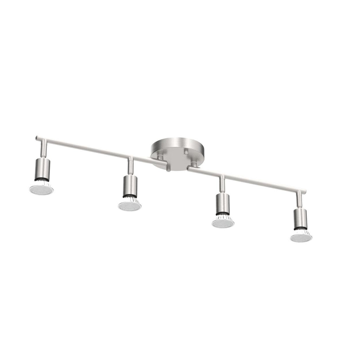 LED 4 Light Track Lighting Kit, 24.8'' Matt Nickel 4 Way Ceiling Spot Lighting, Flexibly Rotatable Head, Modern Track