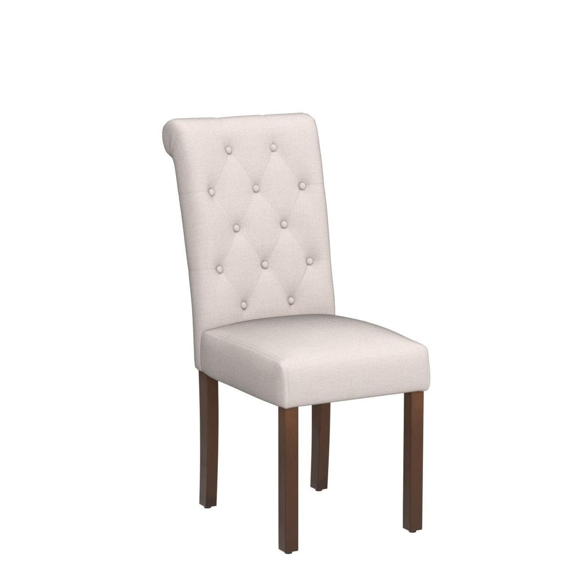 Tufted Set of 4, Upholstered Parsons Dining Room Chairs, Fabric Kitchen Side Chair with Wood Legs, Beige