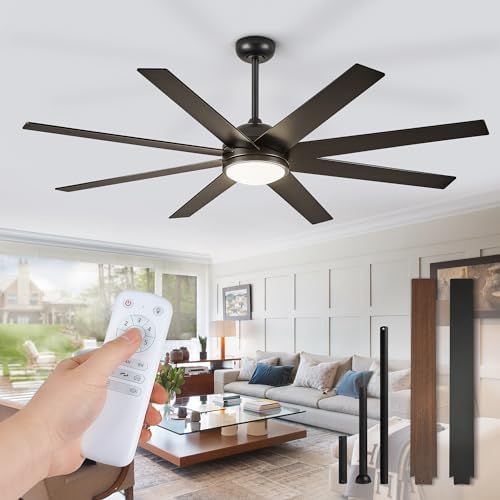 72" Ceiling Fan with LED Light and Remote - Silver Gray