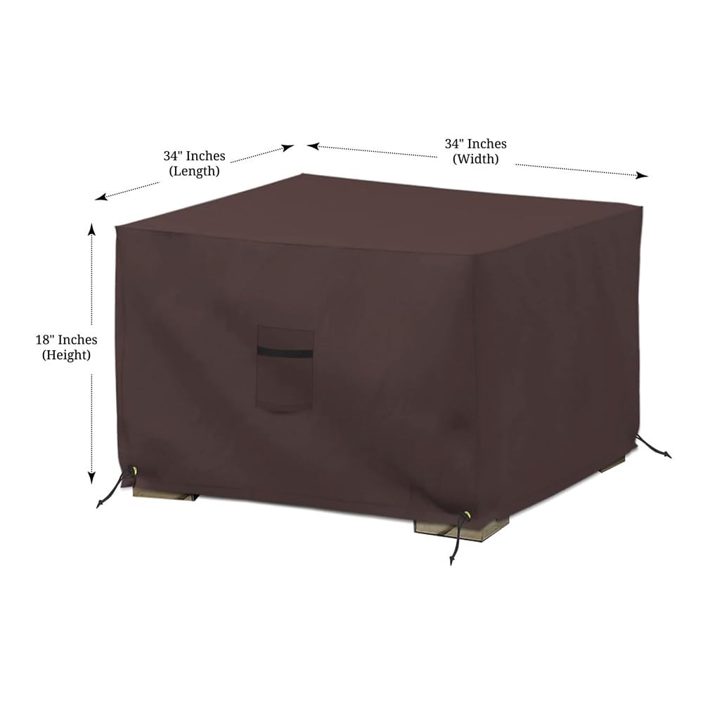Square Ottoman Cover, Heavy Duty 18 Oz Waterproof UV & Weather Resistant Patio Garden Furniture Stool Protector
