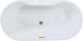 VT7DE552823C427 55" Acrylic Oval Double Ended Freestanding Tub with Drain, Glossy White/Brushed Brass