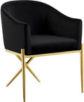 Modern, Contemporary Velvet Upholstered Dining Chair with Sturdy Steel X Shaped Legs, Solid Back