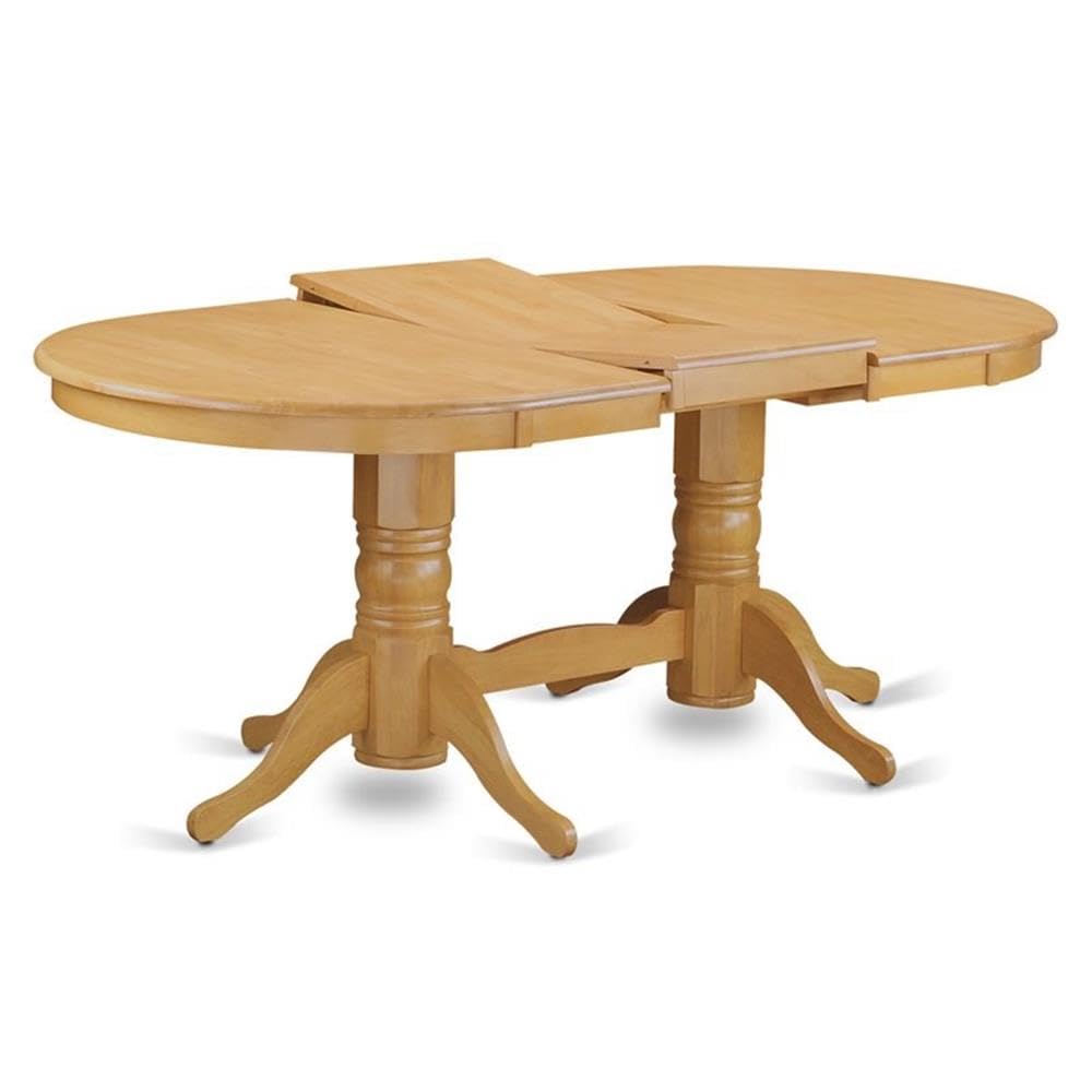 Inspired Saarinen Style West Furniture VAT-OAK-TP Vancouver Modern Kitchen Table - an Oval Dining Table Top with Butterfly Leaf & Double