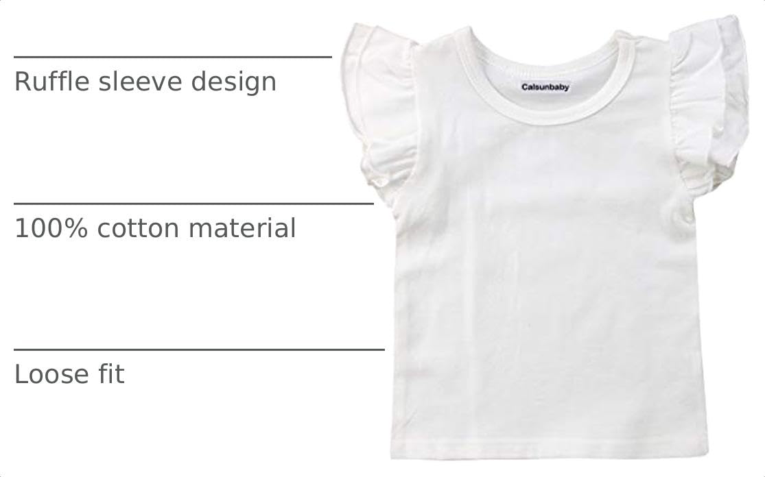 Infant Toddler Baby Girl Top Basic Plain Ruffle T-Shirt Blouse Casual Clothes