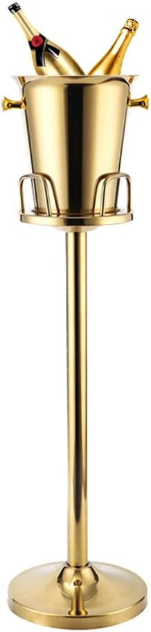 Champagne Bucket with Stand, Gold Ice Bucket Floor Standing Bar Stand Wine Cooler Gold w/stand Stainless Steel Ice