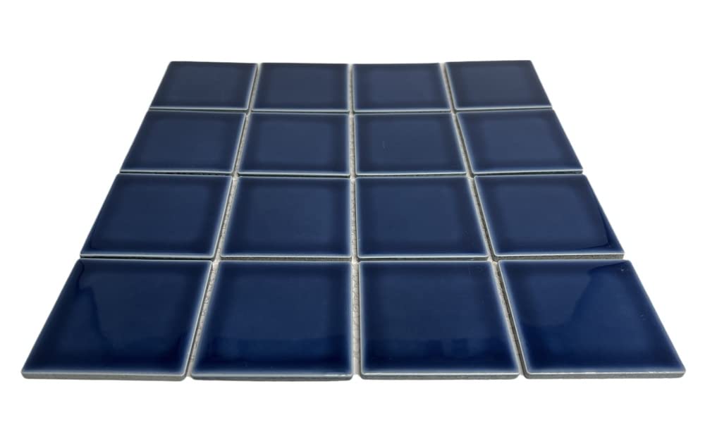 5 sq.ft. Navy Blue 3x3 Inches Porcelain Tile - Polished Square Mosaic for Swimming Pools, Spas, Showers, Kitchen