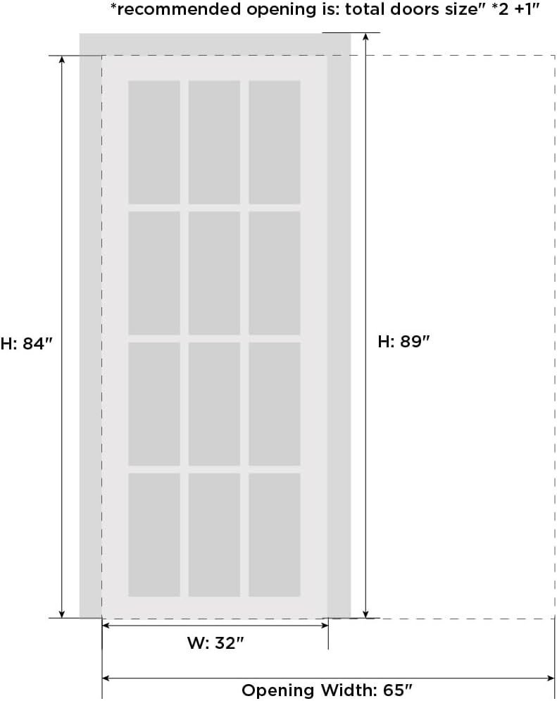 Modern Pocket Door 32 x 84 with Frames | Quadro 4111 White Ash | Kit Trims Rail Hardware | Solid MDF Interior Bedroom