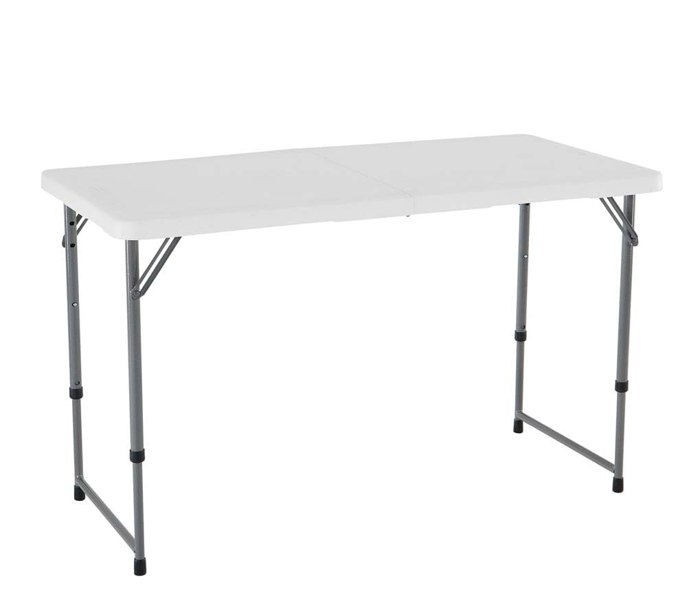 Fold-in-Half Adjustable Folding Table, 4 Foot