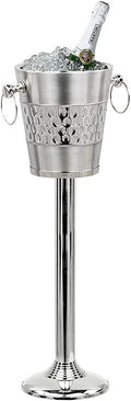 Deep Hammered Brushed Nickel Plated Majestic Wine & Ice Bucket with Steel Bucket Stand | Wine Chiller On Stand