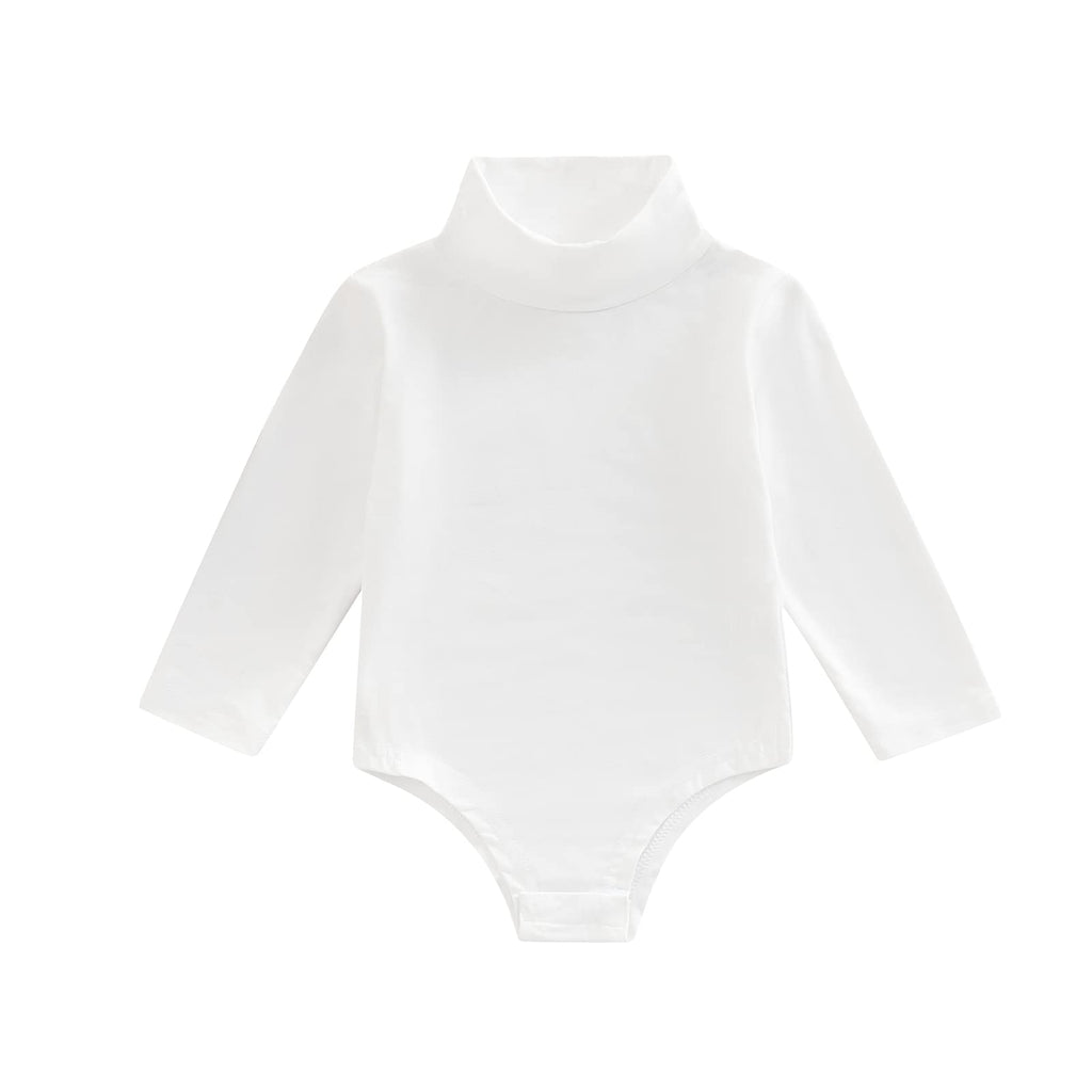 Unisex Baby Long Sleeve Bodysuit Turtleneck Solid Color Basic Bodysuit Shirt Newborn Essentials Clothes Boys Girls