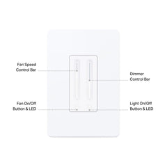 Ceiling Fan Control & Dimmer Switch | Adjustable 4-Speed Fan & Brightness Control | Works w/Apple HomeKit