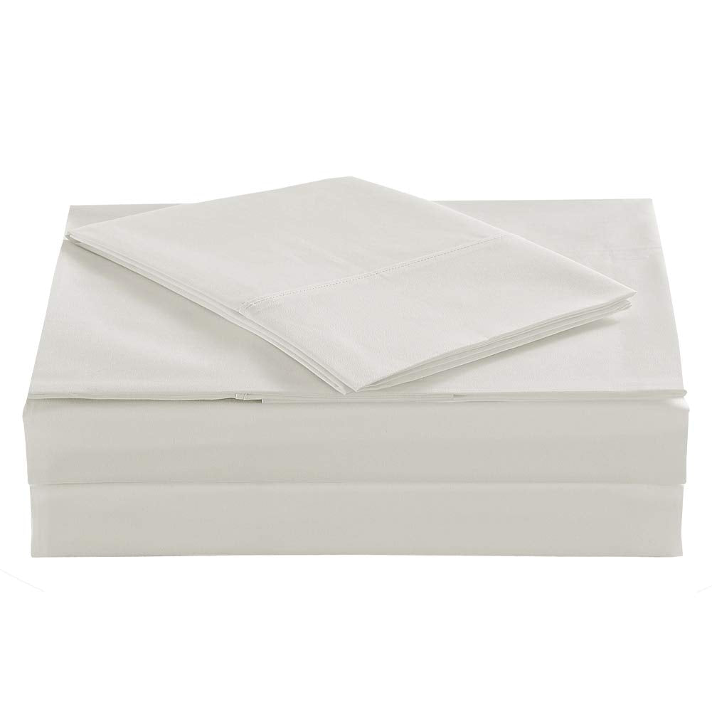 Queen Size Percale Bed Sheets, 200 Thread Count Cotton Polyester Blend Sheet Set, Wrinkle Free, Breathable, Crisp