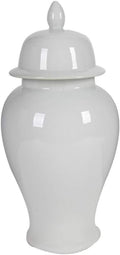 Decorative Porcelain Ginger Jar with Finial Lid, Large, White