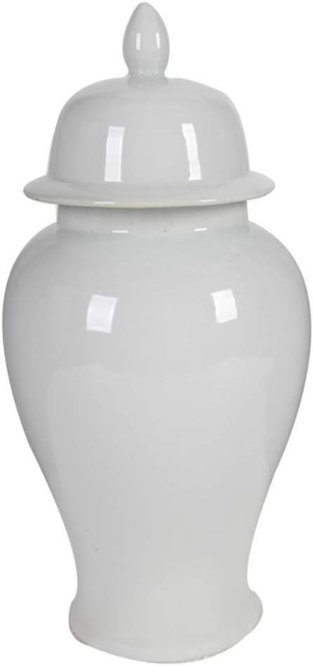 Decorative Porcelain Ginger Jar with Finial Lid, Large, White
