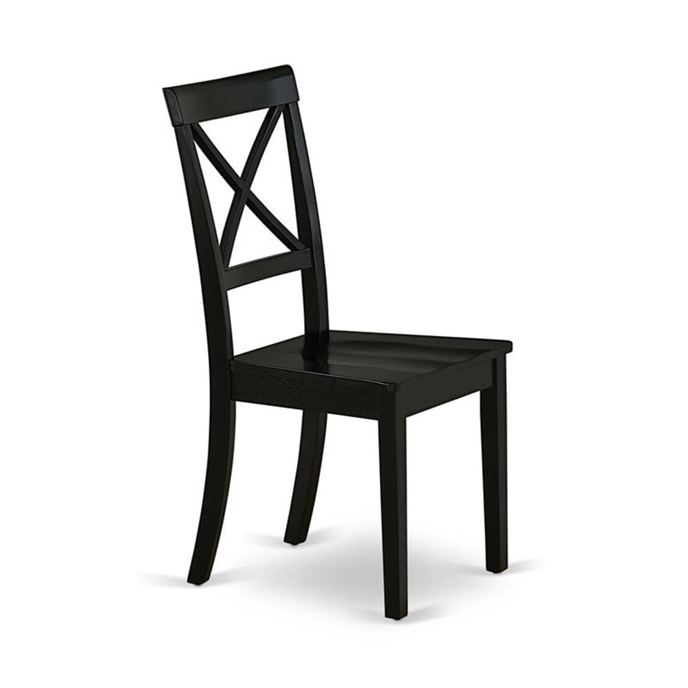 West Furniture BOC-BLK-W Boston Dining Room Chairs - Cross Back Solid Wood Seat Chairs, Set of 2, Black
