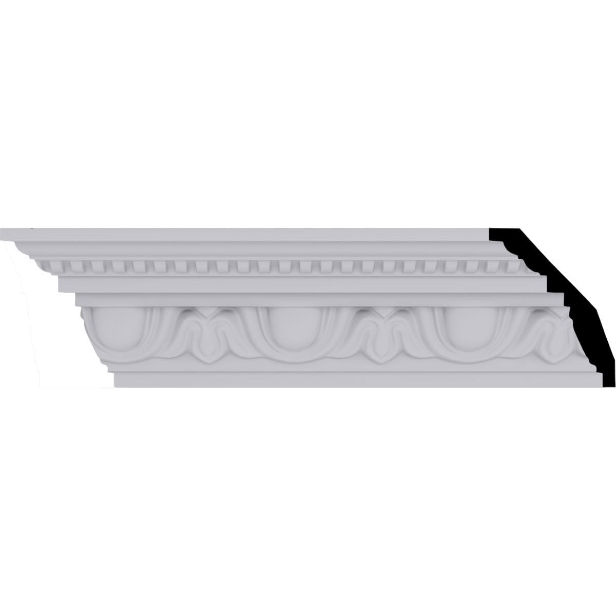 Edinburgh Crown Moulding, 4"H x 2 3/8"P x 4 5/8"F x 94 1/2"L, Factory Primed