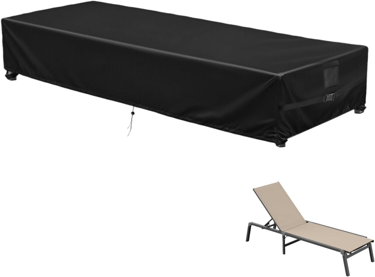 Patio Chaise Lounge Covers, Black, 80" L×38" W×13" H, 1 Pack