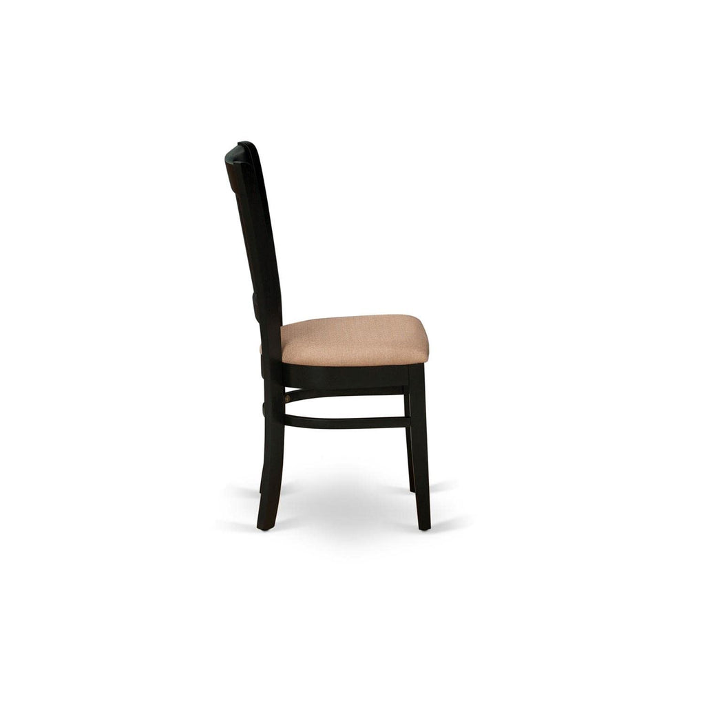 West Furniture VAC-BLK-C Vancouver Dining Chairs - Linen Fabric Upholstered Wood Chairs, Set of 2, Black