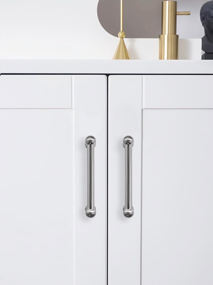 10 Pack 5 Inch Hole Center Brushed Nickel Cabinet pulls 100% Solid Heavy Duty Dresser Pulls Cabinet Drawer Pulls