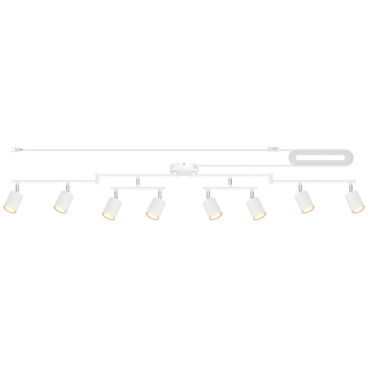 Plug in Track Lighting LED, Track Lighting Fixtures Ceiling, White 8-Light Kitchen Light Kit, Plug in Wall Light