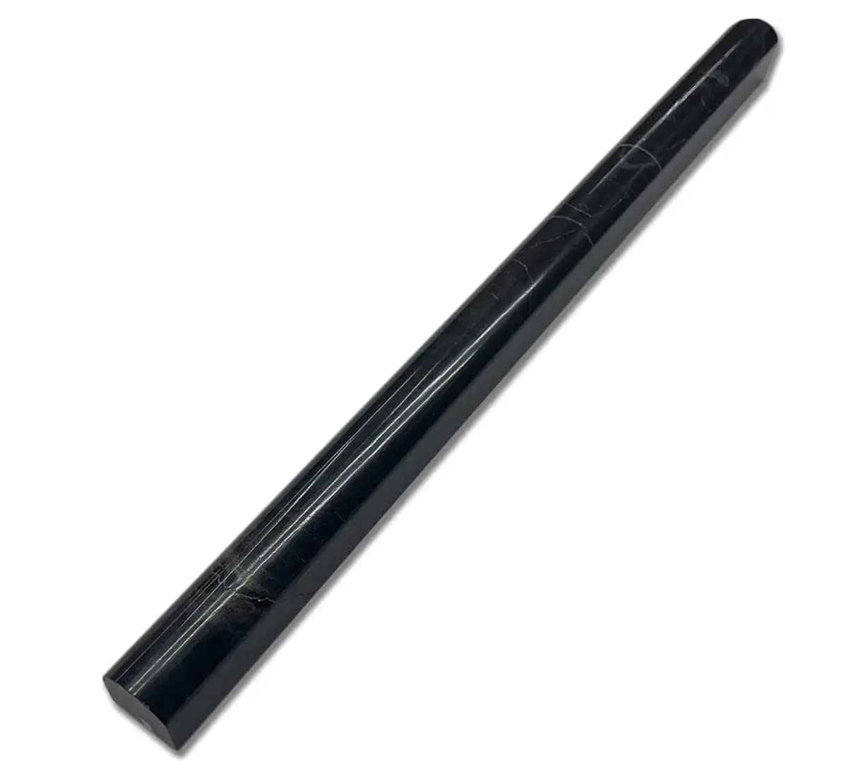 Black Marble Polished 3/4" X 12" Bullnose Trim Liner Tile-20 pcs.