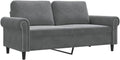 Velvet 2-Seater Sofa Dark Gray 55.1 Inches, Small Loveseat with Sturdy Metal Frame, Thickly Padded Seat and Back