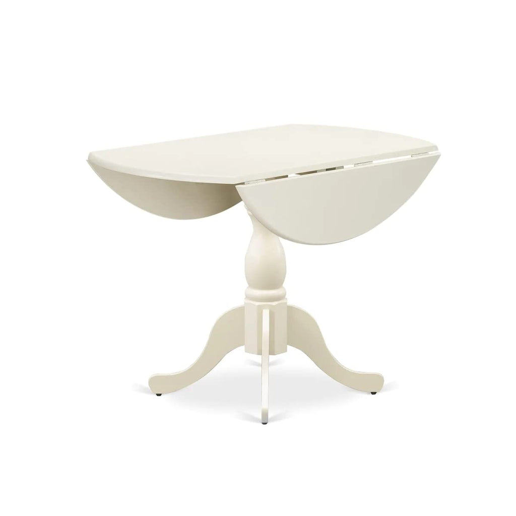 Inspired Saarinen Style West Furniture Dublin Modern Kitchen Table - a Round Dining Table Top with Dropleaf & Pedestal Base, 42x42 Inch