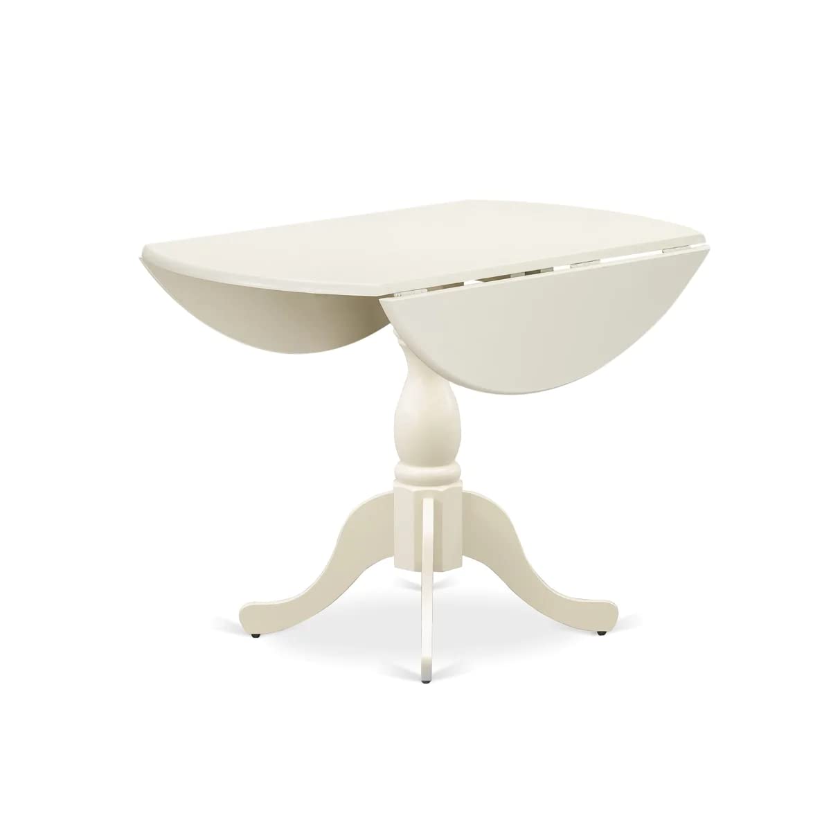 Inspired Saarinen Style West Furniture Dublin Modern Kitchen Table - a Round Dining Table Top with Dropleaf & Pedestal Base, 42x42 Inch