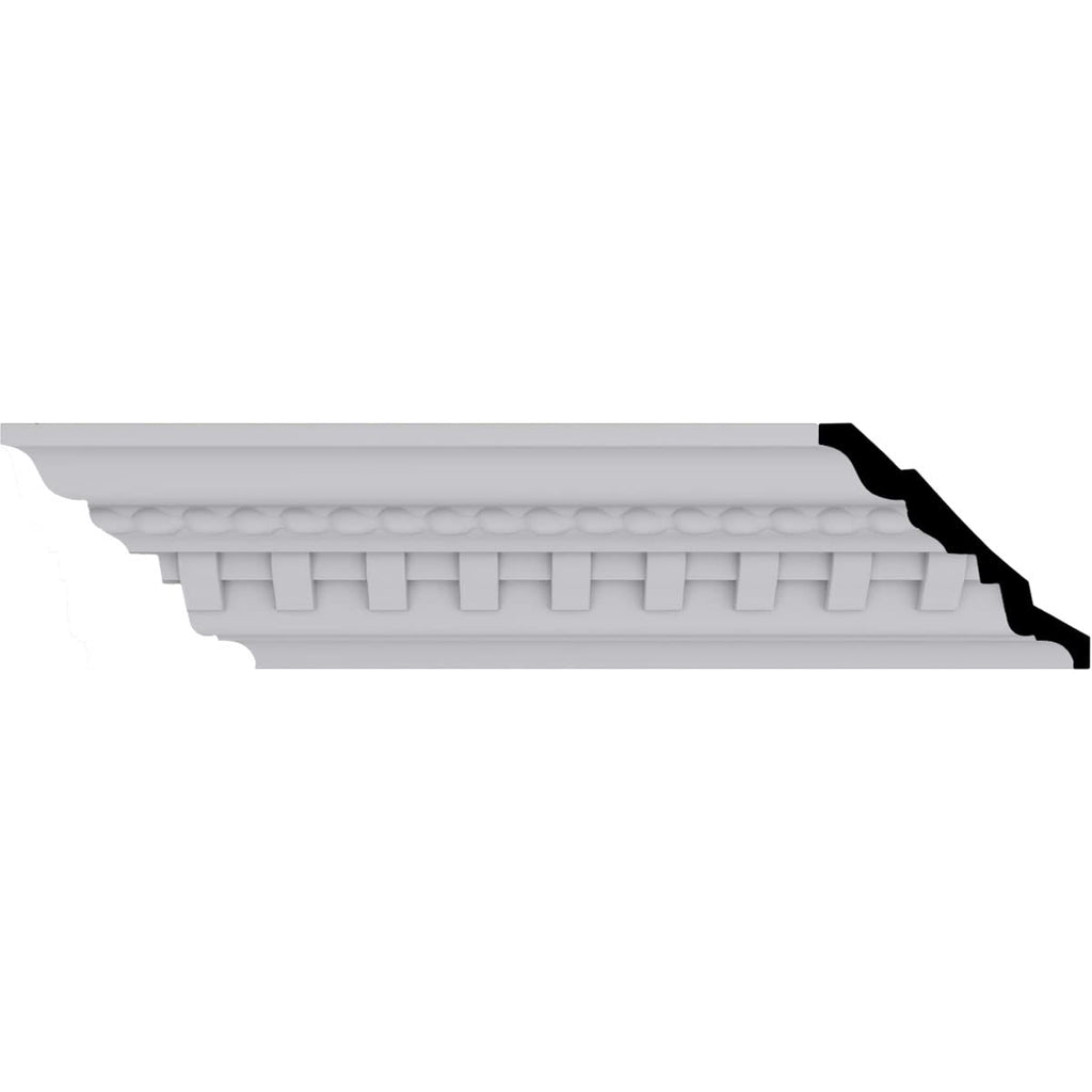 BulwarkDentil and Rope Crown Moulding, 3 1/2"H x 3 7/8"P x 5 1/8"F x 94 1/2"L, (1 3/8" Repeat), Factory
