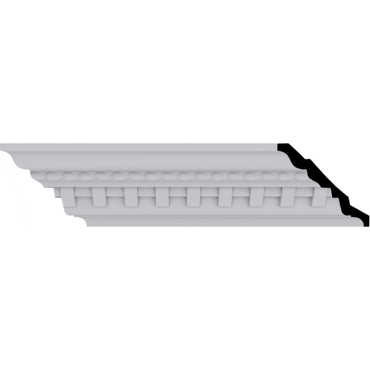 BulwarkDentil and Rope Crown Moulding, 3 1/2"H x 3 7/8"P x 5 1/8"F x 94 1/2"L, (1 3/8" Repeat), Factory