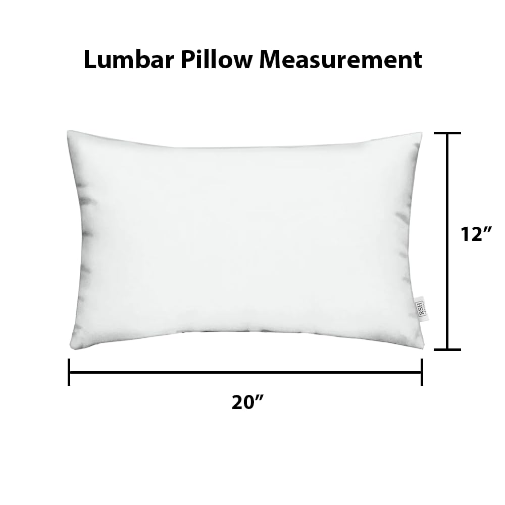 Lumbar Throw Pillows Set of 2 | 20" x 12" | All-Weather Spun Fabric | Water and Fade-Resistant | Outdoor Support