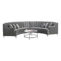 141" Modern Velvet Curved Symmetry Sectional Sofa with 6 Pillows, Solid Wood Base, Seats up to 5 People, in Gray
