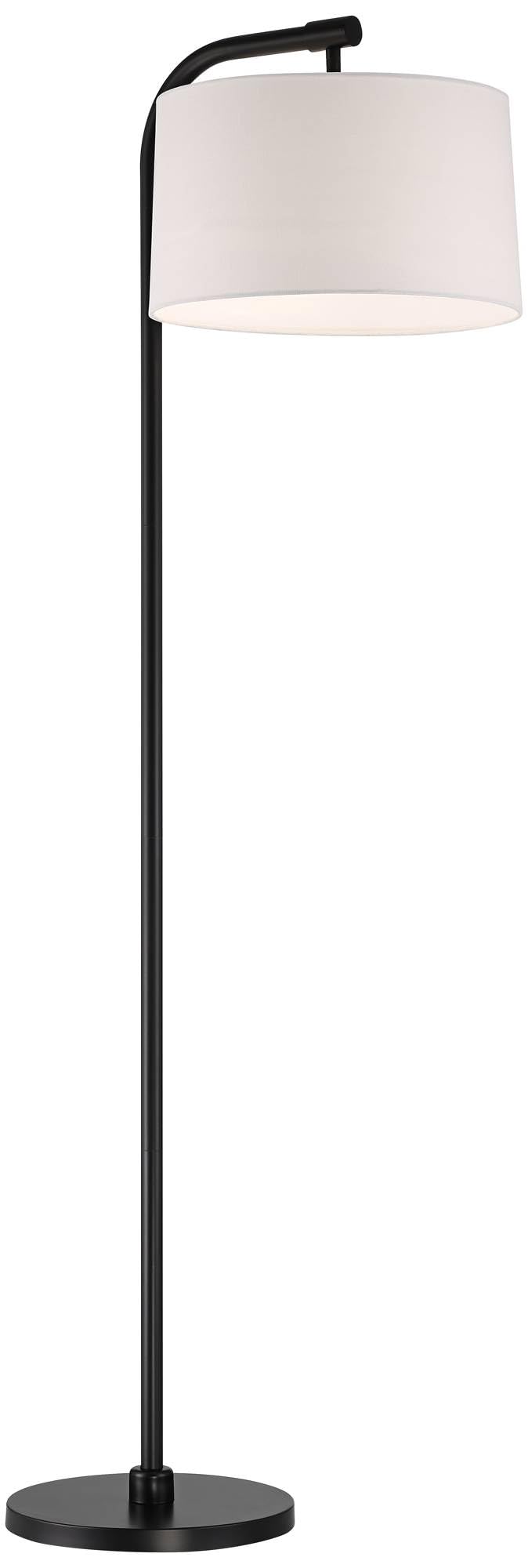 Inspired Arco Style Serra 64" Tall Black Chairside Arc Offset Arm Floor Lamp
