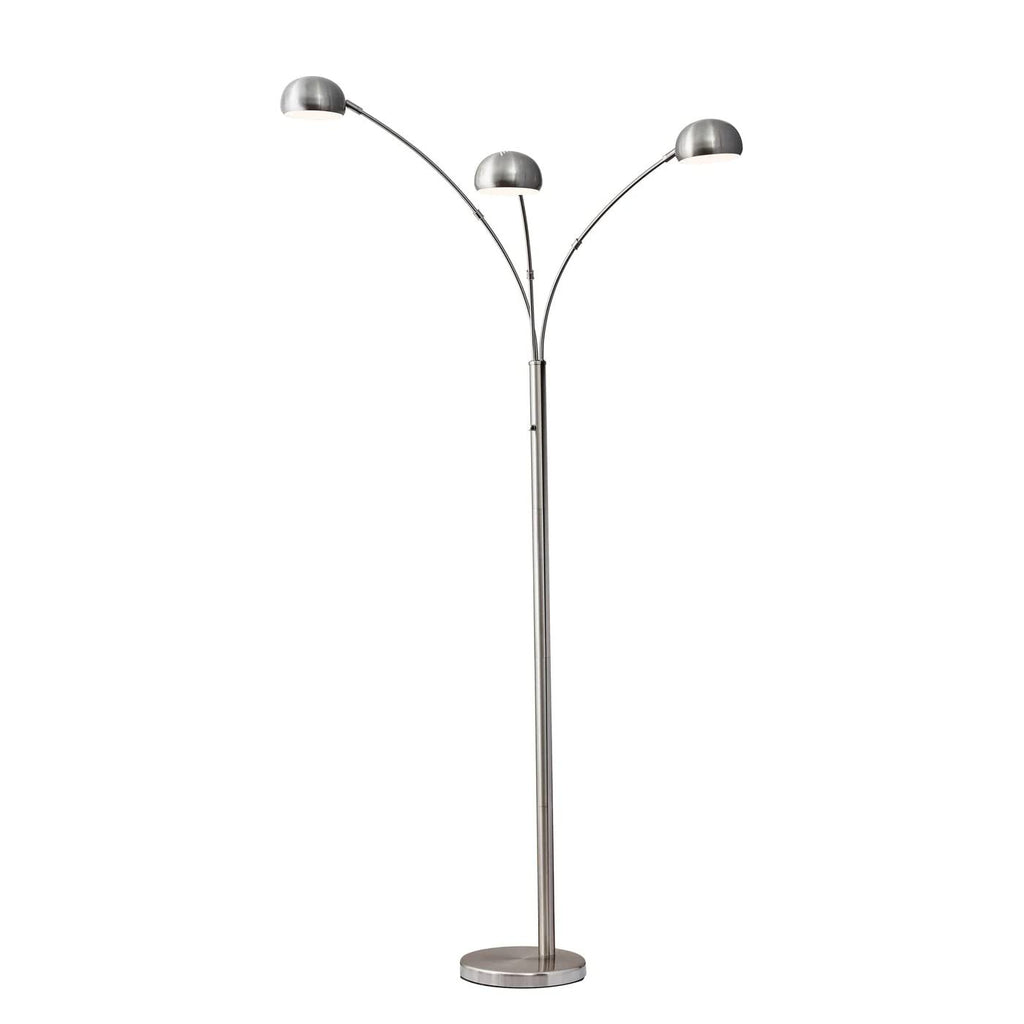 Inspired Arco Style 5118-22 Domino Arc Lamp, 84 in, 3 x S11 Shape Bulbs E17 Intermediate Socket, Brushed Steel, 1 Floor Lamp