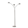 Inspired Arco Style 5118-22 Domino Arc Lamp, 84 in, 3 x S11 Shape Bulbs E17 Intermediate Socket, Brushed Steel, 1 Floor Lamp