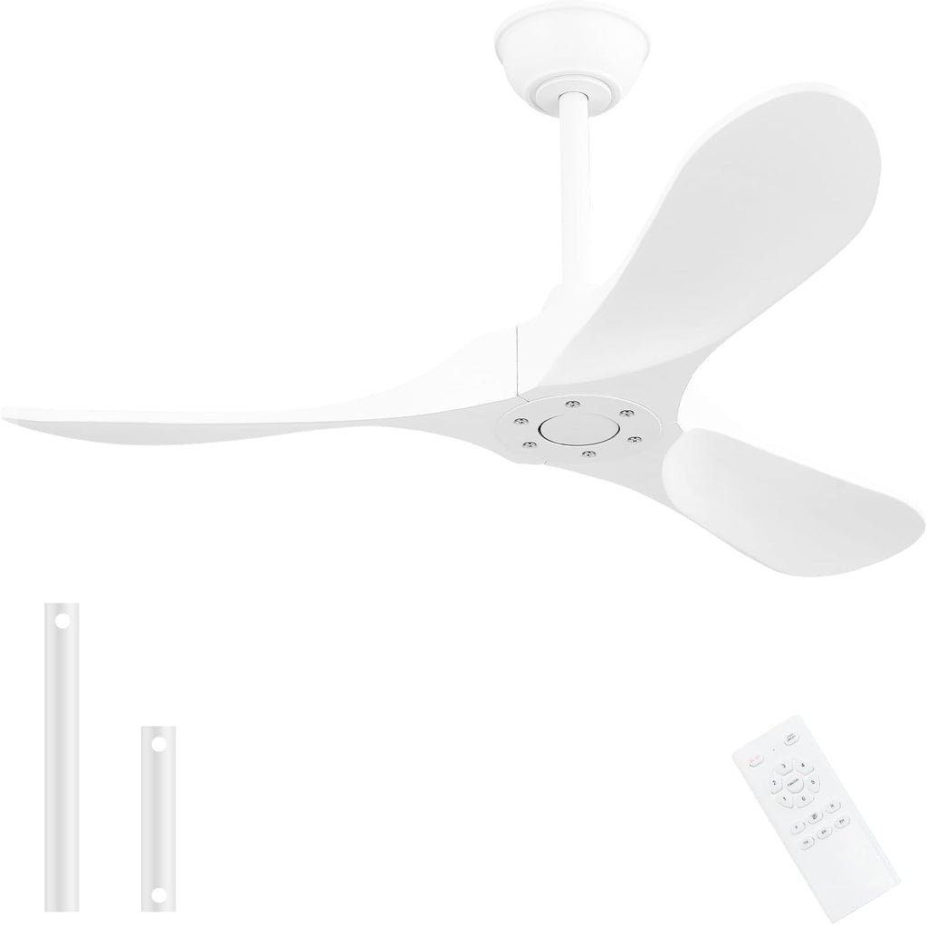 42" White Indoor/Outdoor Ceiling Fan with Remote, No Light