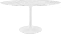 Inspired Saarinen Style Tulip Oval Pedestal Dining Table — White Base / Marble Top, 60″ Oval