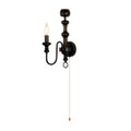 Matte Black Iron Single‐Arm Wall Sconce, Retro Farmhouse Hardwired Wall Lamp with Scented Candle Tray & Pull Chain