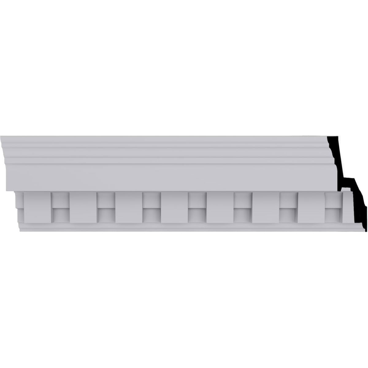 Dentil Crown Moulding, 2 7/8"H x 2 5/8"P x 3 3/4"F x 94 1/2"L, Factory Primed (12-Pack)