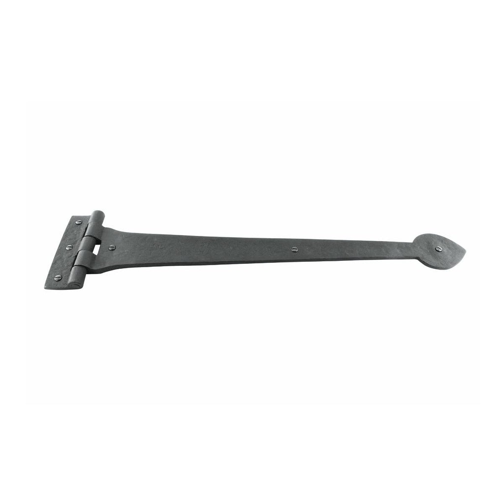 Pack of 2 Black Wrought Iron Heart Style Strap Hinge 18 Inch, Flush Mount Spade Tip Gate & Door Hinge, Rust Resistant